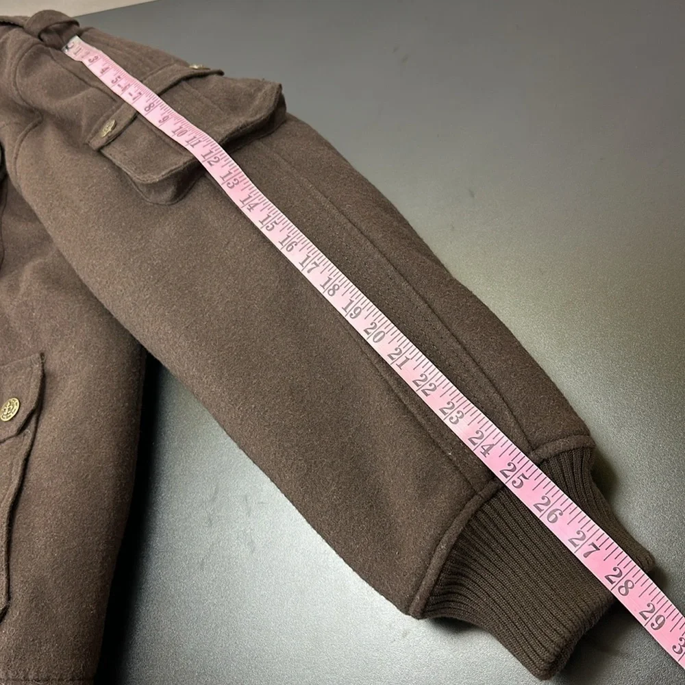 Zeep World Collection Brown Wool Blend‎ Bomber Zipper Jacket XXL Snap Pockets